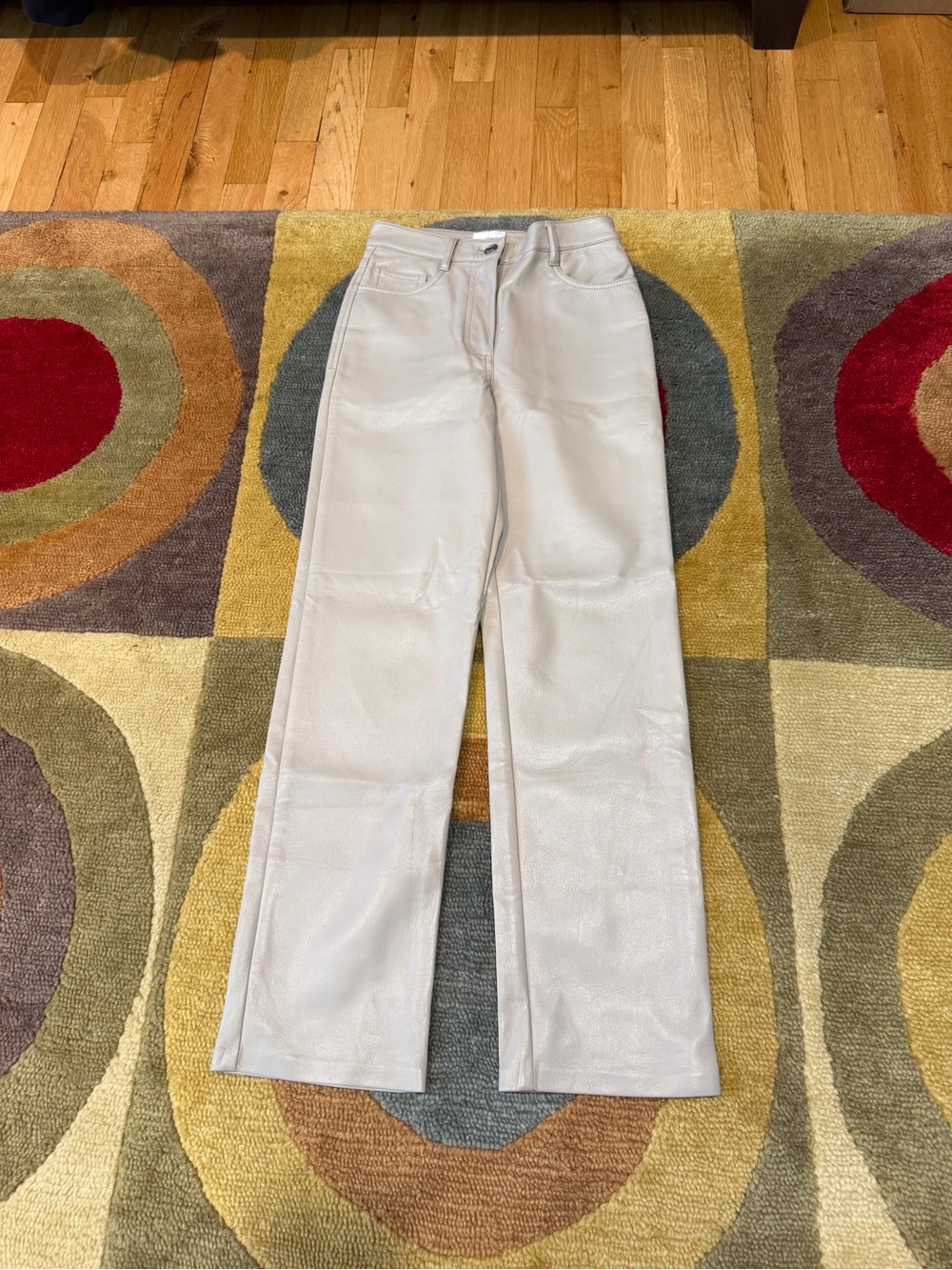 Like-New Aritzia Wilfred Melina Pants Straight Leg Vegan Leather Beige Size 00